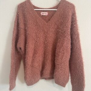 Pink Rose Women's V-Neck Sweater in Soft Rose